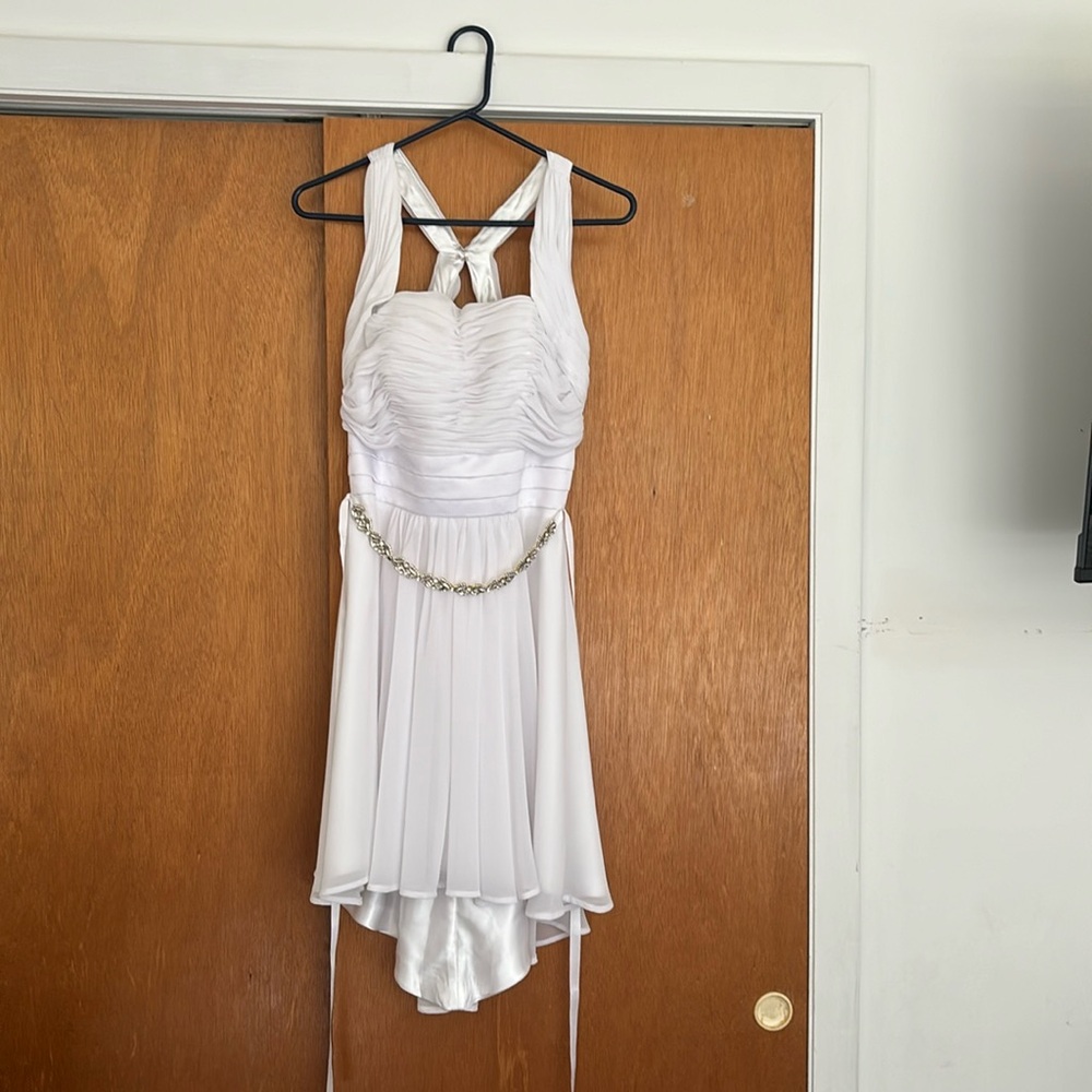 Custom high-low wedding reception dress